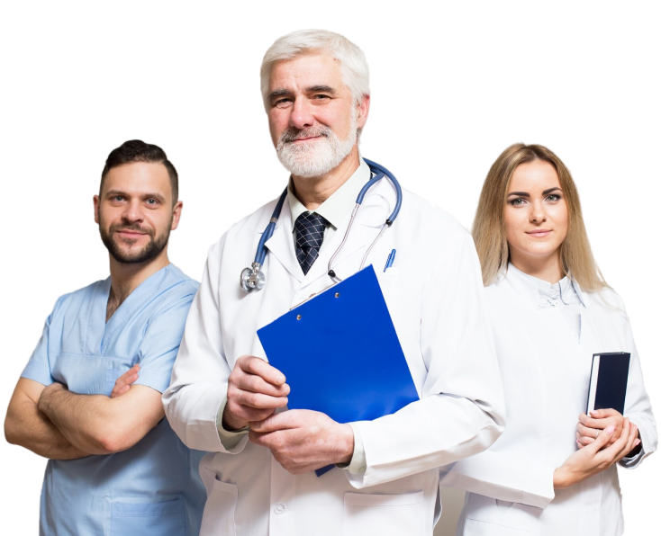 Healthcare professionals helping a patient